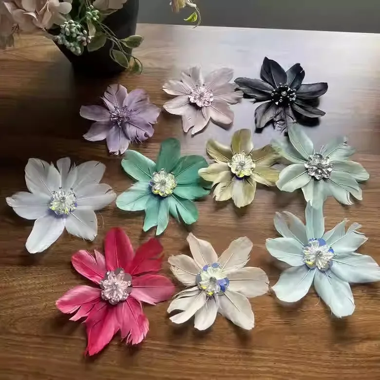 Hand-made flower accessories Feather flower large flower show children's corsage accessories shoulder flower head flower