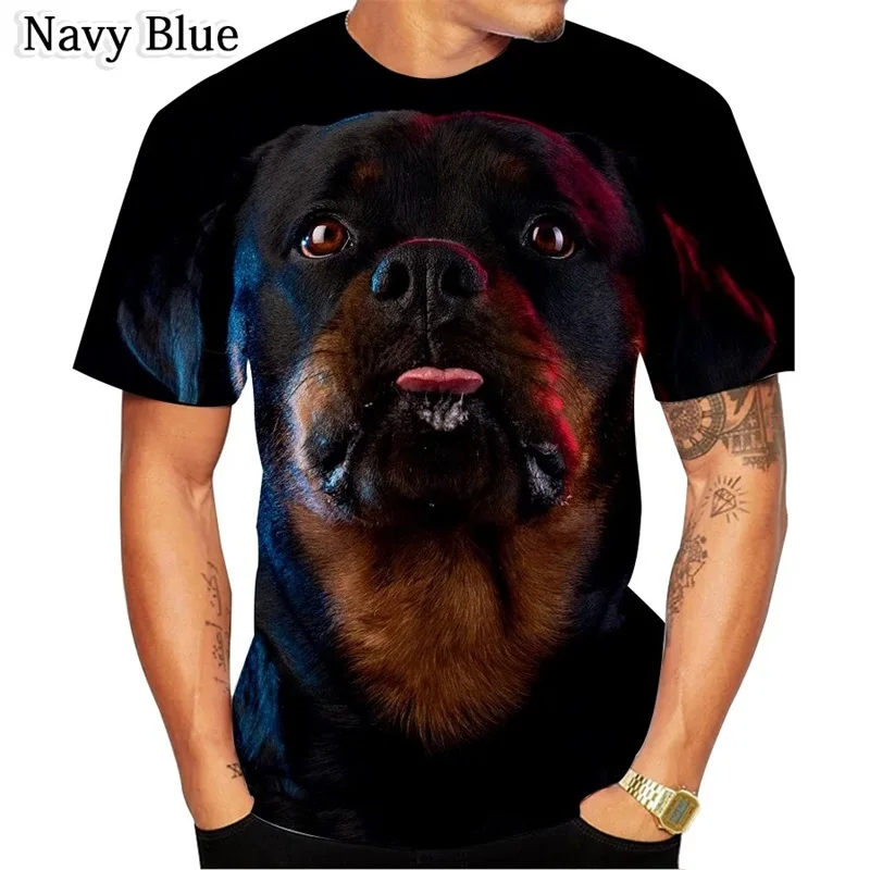 3D Printed Personality Design Cute Pet Dog Rottweiler T-Shirt For Men Short Sleeve Casual Funny Tee Tops Kids Animal Tshirts