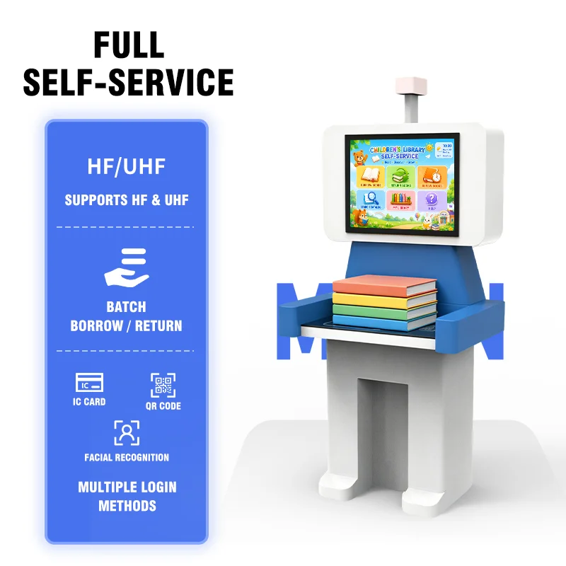 Primary School Library Self-Service System RFID Book Borrowing and Returning Machine with Touchscreen Operation
