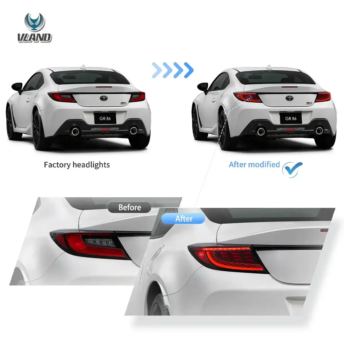 VLAND 2021-UP Fanali posteriori Toyota GR86 / Subaru BRZ con illuminazione di benvenuto dinamica a LED