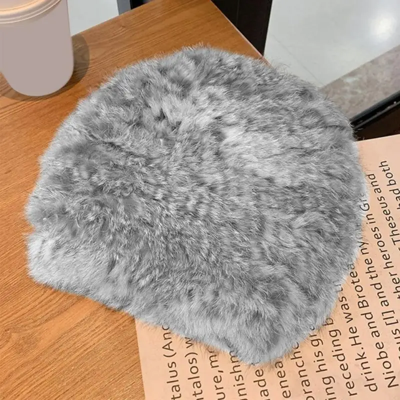 قبعة فراء الأرنب العصرية قبعة كاجوال دافئة كلاسيكية من القطيفة للاستخدام الخارجي للأذن للحماية