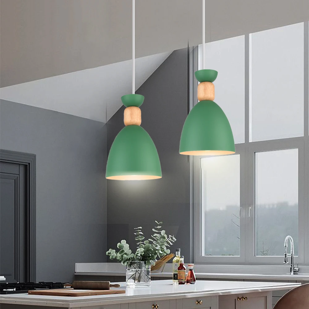 Imagem -04 - Nordic Aluminum Pendant Lights Modern Wood Hanging Lâmpadas Cozinha e Sala de Estar Luminárias Led Loft Suspensão Luminária E27