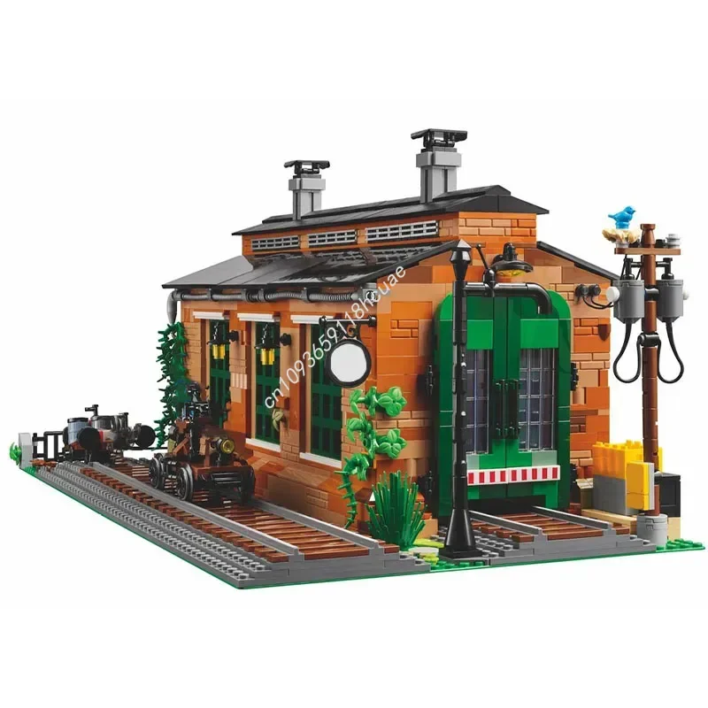 2585 pçs antigo trem motor galpão castelo modular modelo moc blocos de construção diy cena estação montagem tijolos educativos brinquedos presentes