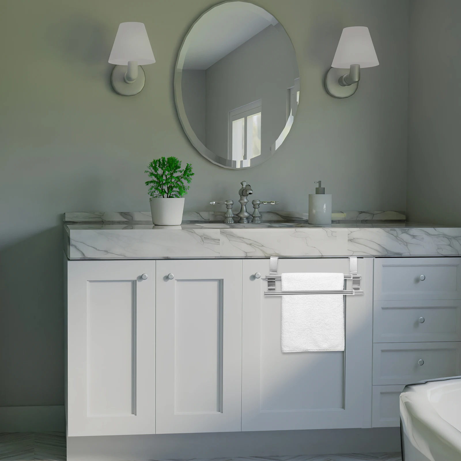 

Double Towel Bar Rack Adjustable Modern Bathroom Organizer Kitchen Laundry Room Bathroom Accessories Towel Holder