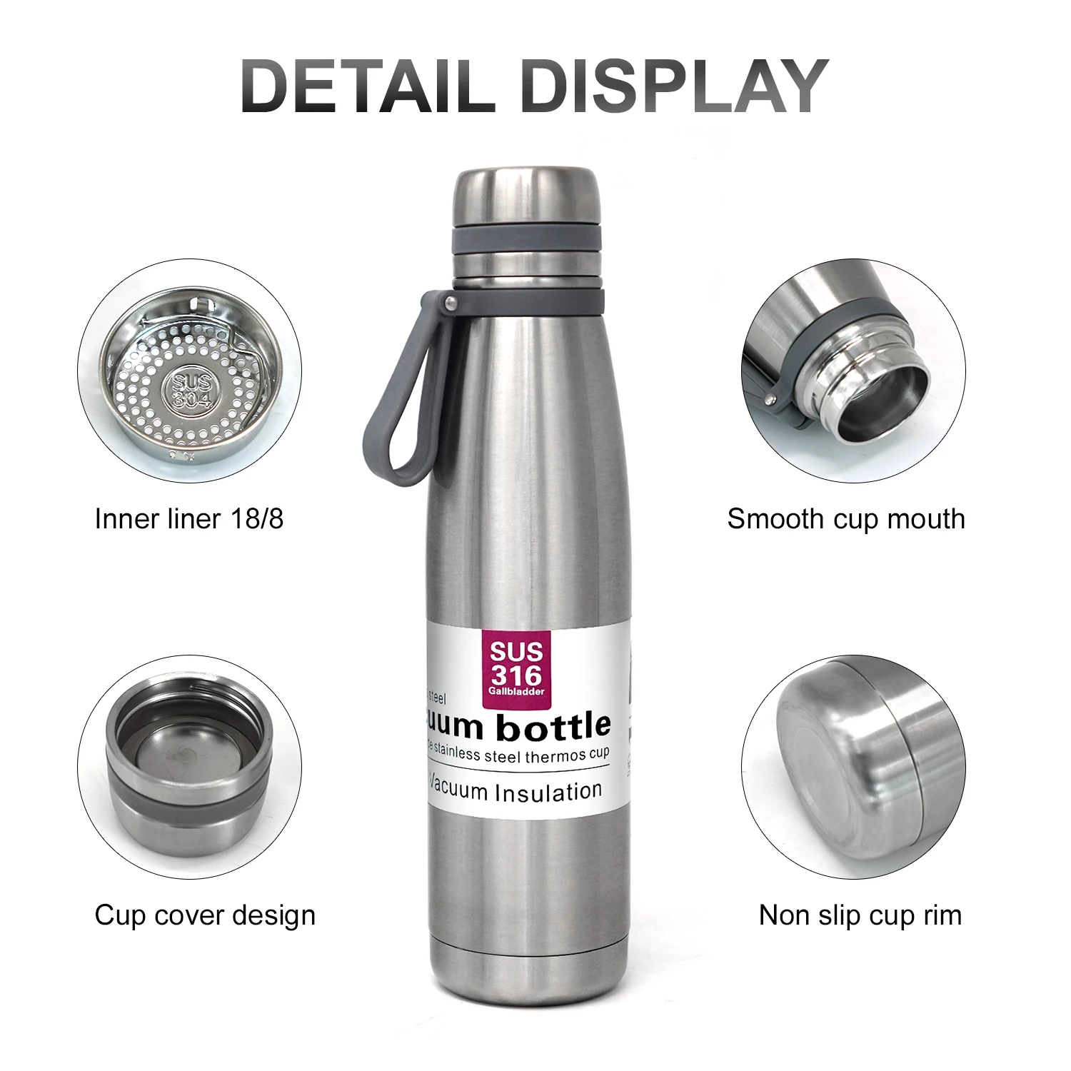 Stainless Steel Thermos Bottle Vacuum Large Capacity Flasks Water Bottle Insulated Water Outdoor Travel Bottle Cup Keeping Warm