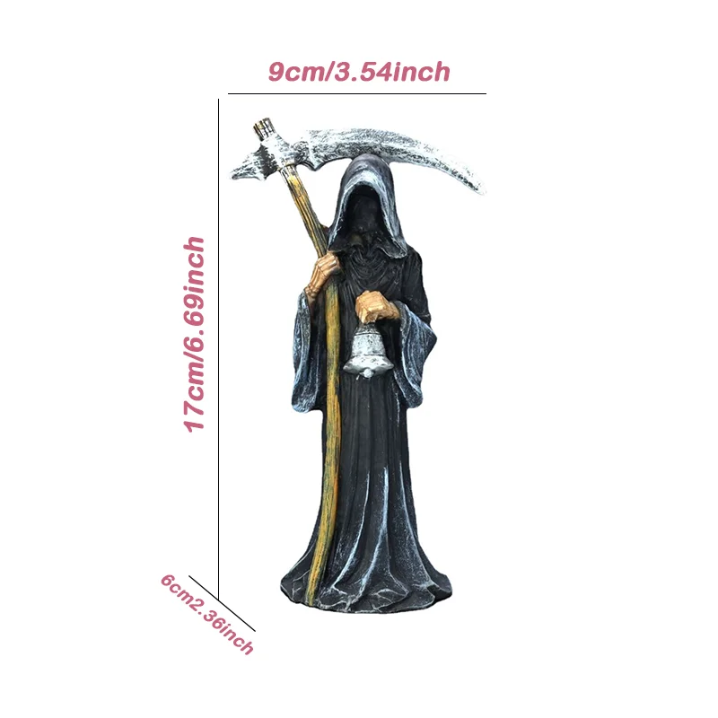 Grim Reaper Statue, Resin Craft Desktop Ornament | Perfect Decor for Home, Office, Bookshelf, Car & Garden
