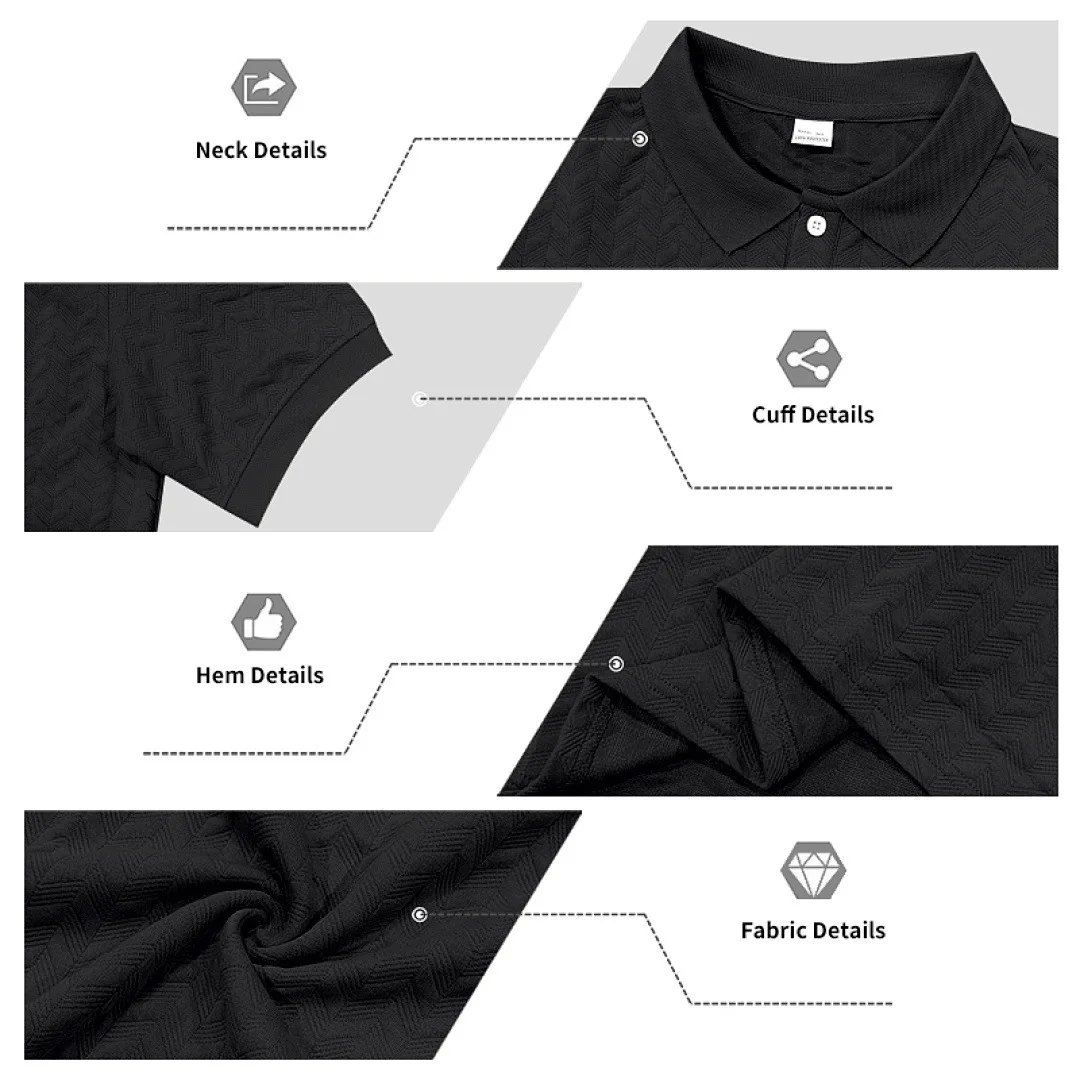 Grenzüberschreitendes Amazon American Heavy-Duty Polo-Shirt mit lockerem Texturmuster, einfarbig, Jacquard, lässig, schlicht, trendig, kurzärmelig – Detail 22