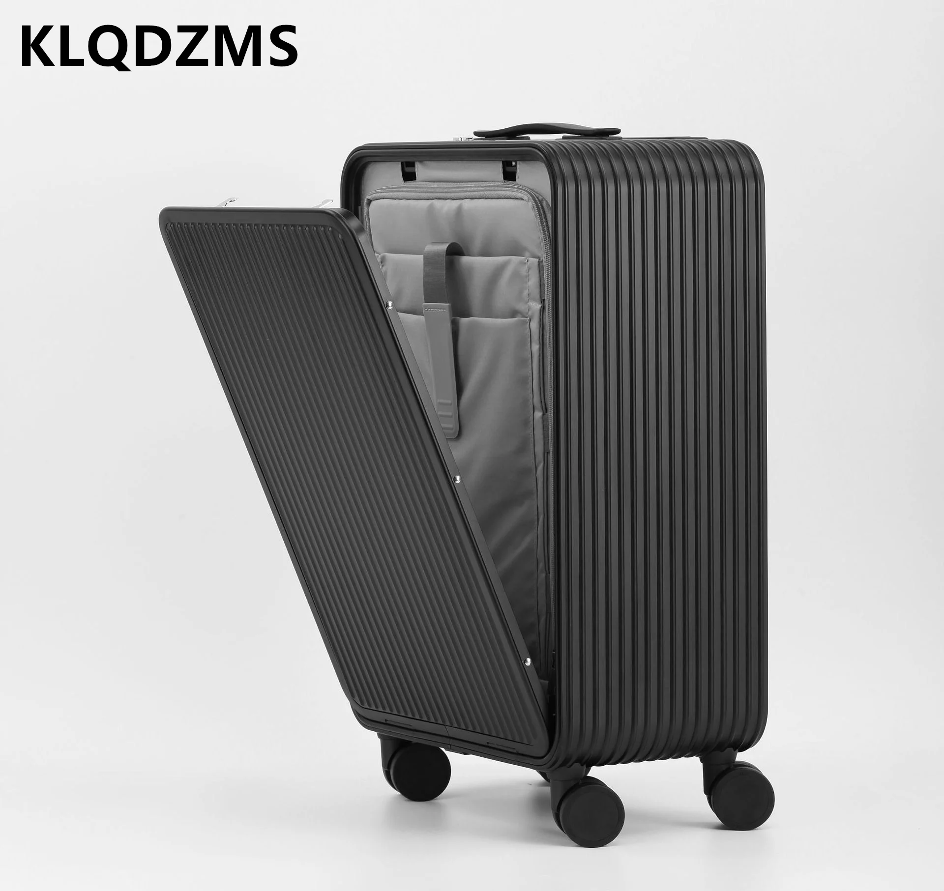 

KLQDZMS Cabin Suitcase 20" Boarding Case 24" All Aluminum Magnesium Alloy Trolley Case 17" Front Opening with Wheels Luggage