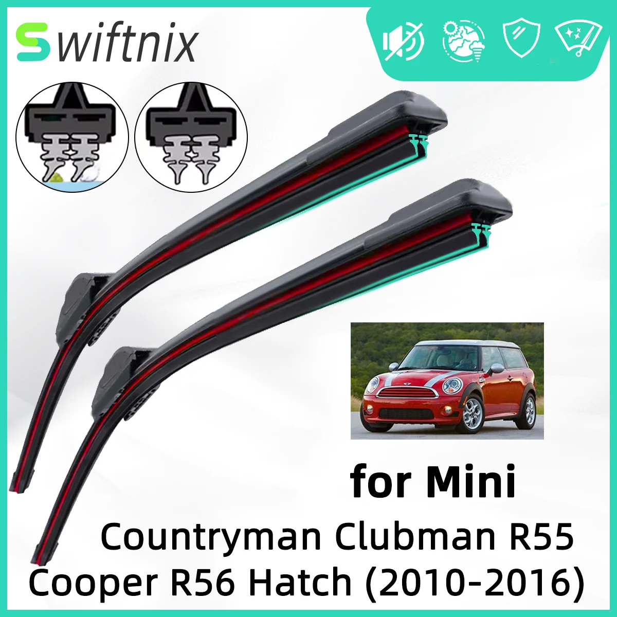 Double Rubber Car Wiper for Mini Clubvan Clubman R55 Cooper Hatch R60 Front Wiper Blades Brushes Cutter Accessories Windscreen