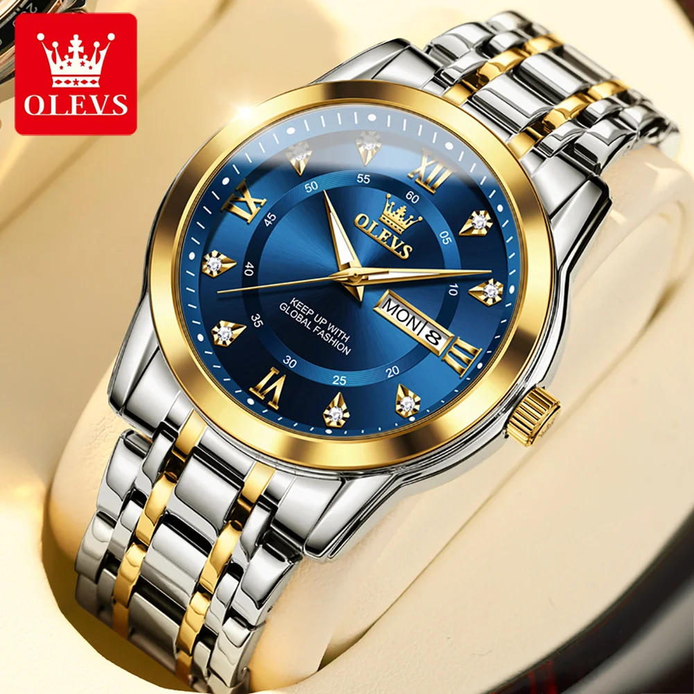 OLEVS brand watch with three-dimensional dial, dual calendar quartz watch, waterproof men's watch, men's watch 5513
