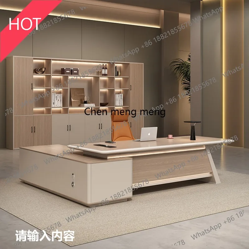 

03A Boss desk light luxury high-end paint bench simple modern manager office president desk