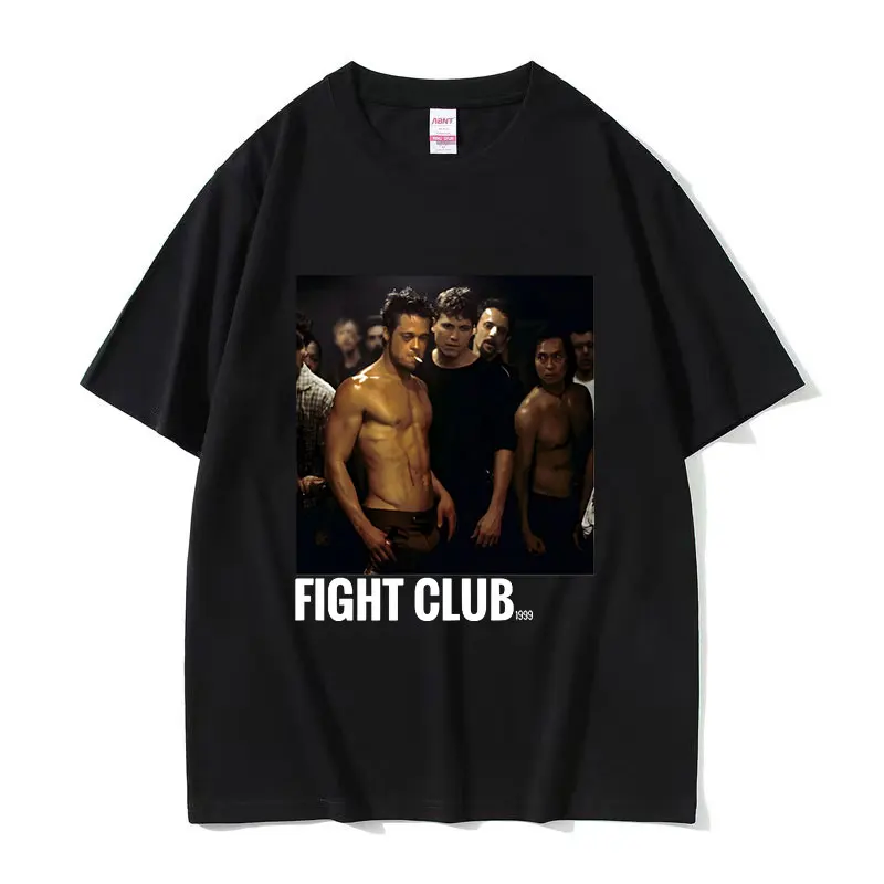 90s Movie FIGHT CLUB Graphic Tee Shirt Men\'s Hip Hop Vintage Gothic T-shirt Unisex Fashion Cotton Oversized T Shirts Streetwear