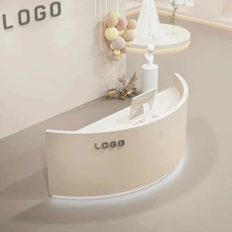 Customized LOGO Front Desk Modern Simple Paint Cashier Beauty Salon bar Reception Desk