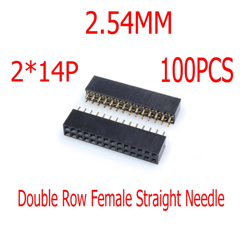 100PCS 2*14P Double Row 14Pin Female Connector Socket Seat Board Header Pitch 2.54MM For Arduino