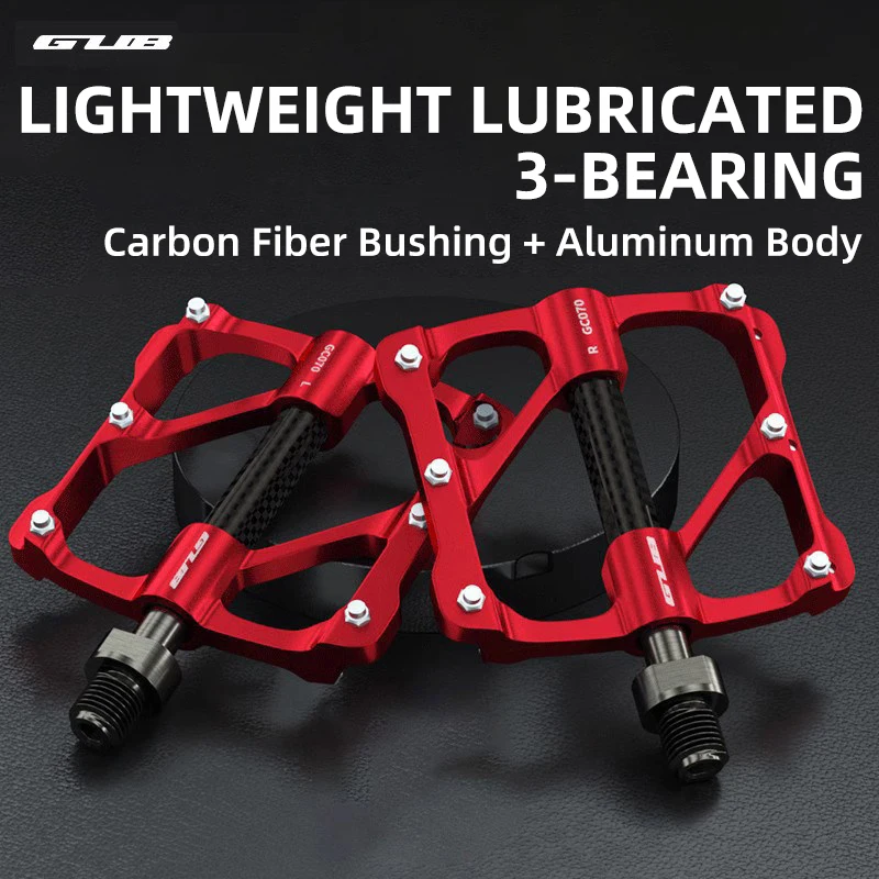 

GUB 3-Bearing Road Bike Pedals Carbon Fiber Bearing Aluminum Alloy Non-Slip Cycling Platform Footrests for Bicycle