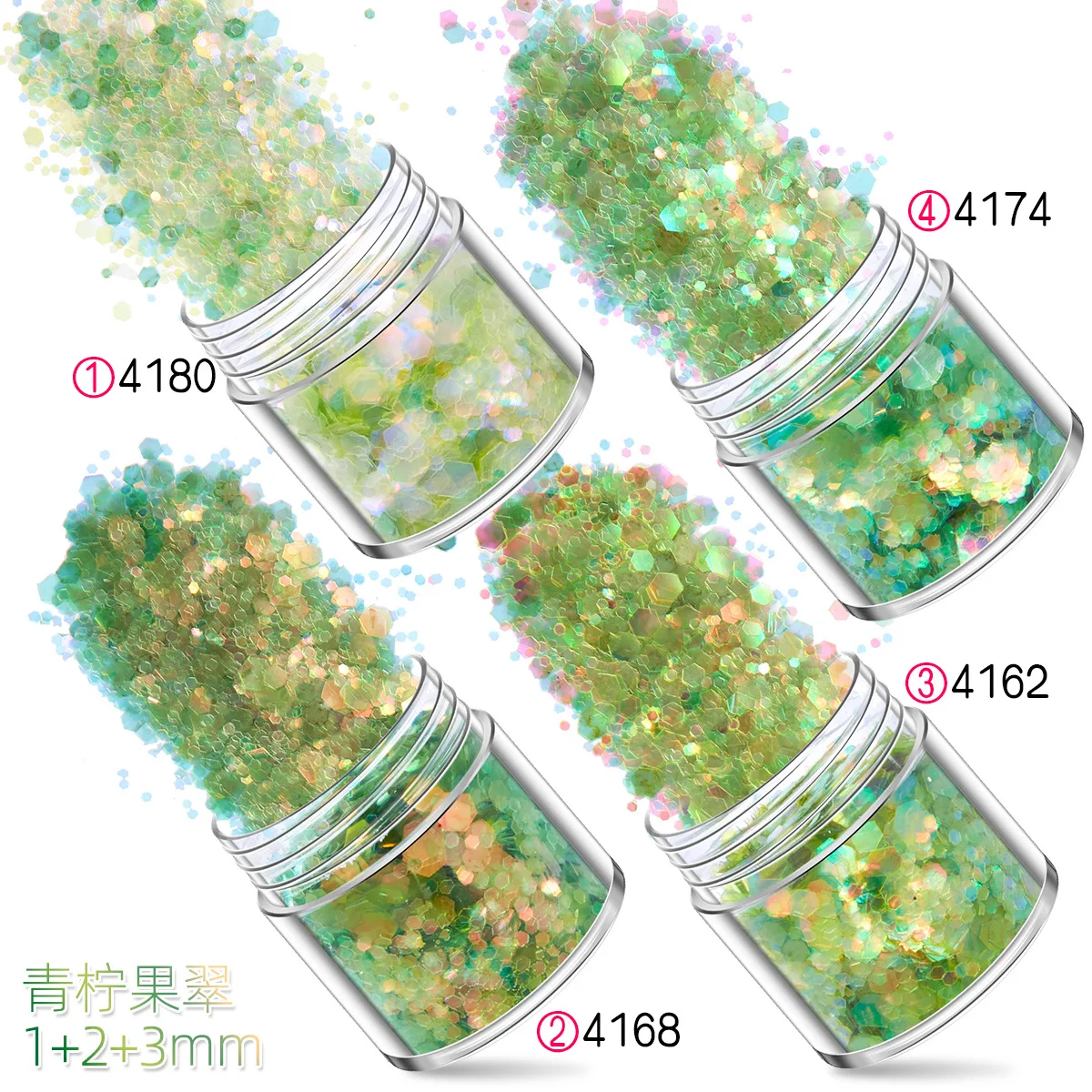 Groene stijl ultradunne nagelverbetering glitter DIY lijm druppelfestival decoratieve paillettenfragmenten