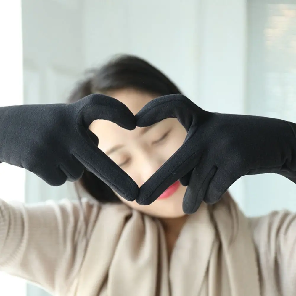 

Vintage Thickened Women Suede Velvet Gloves Solid Color Full Finger Touch Screen Gloves Plush Keep Warm Winter Mittens Ladies