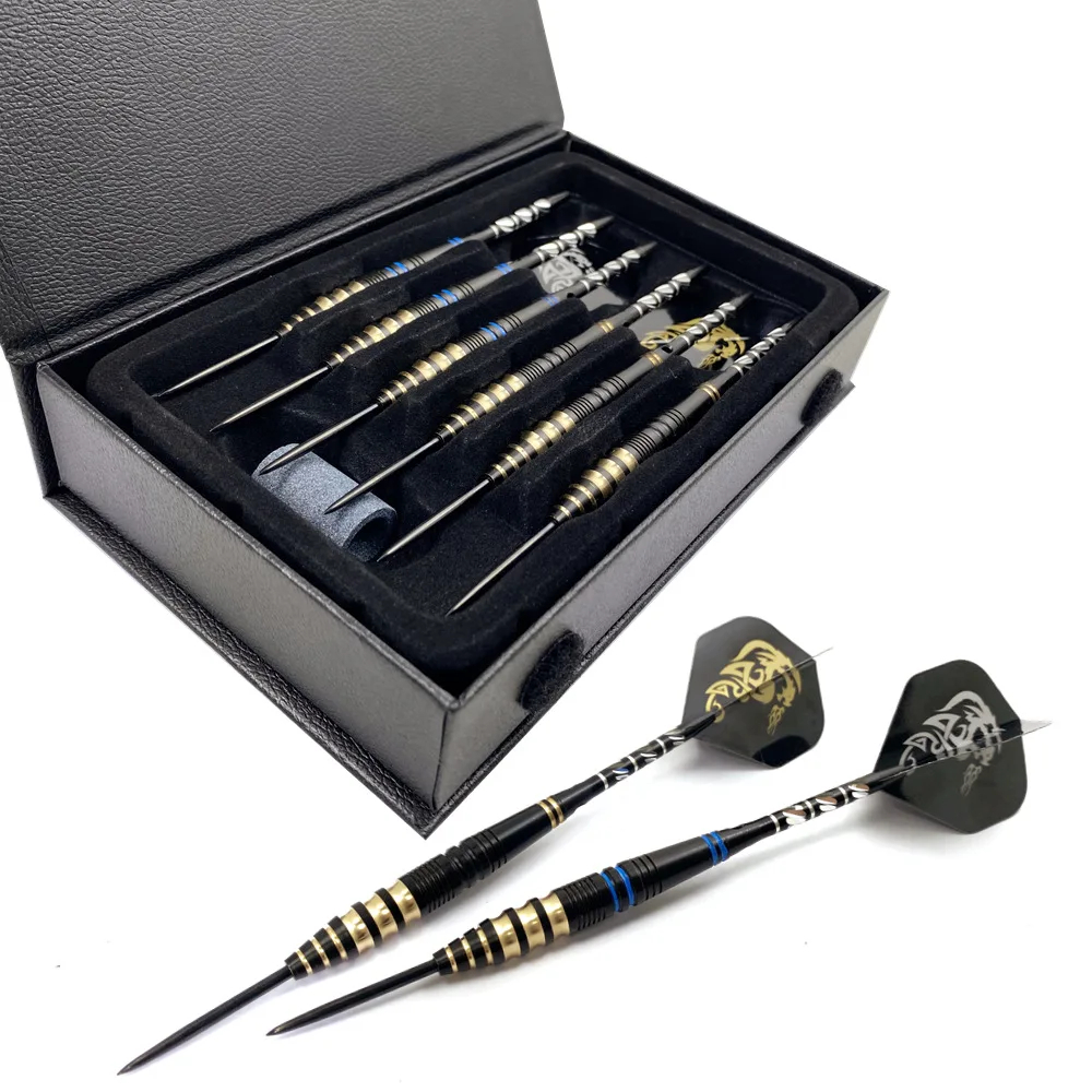 6pcs/set 23g Tungsten Steel Needle Darts Gift Box Set with Grindstone for High-quality Dart Game Competition