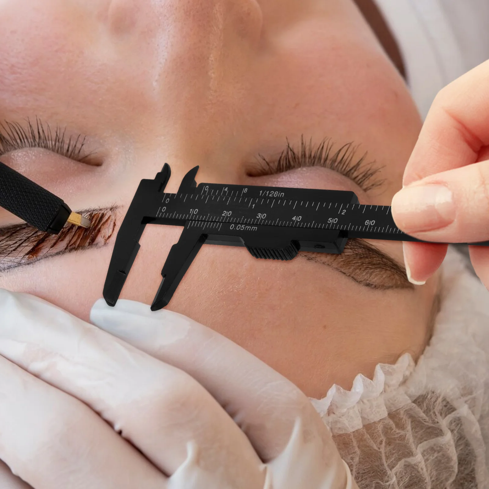 10 قطعة مسطرة قياس تباعد الحاجب الفرجار البلاستيكي لأداة ماكياج المحمولة انزلاق حاكم أدوات قياس قياس الحاجب #2