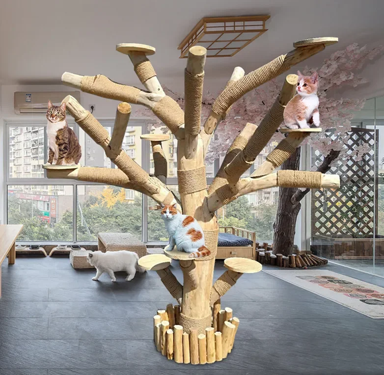 Large Dead Tree Shape Real Trunk Cat Climbing Frame Fake Trees Props Cat Climber Toys Cat Supplies Decoration