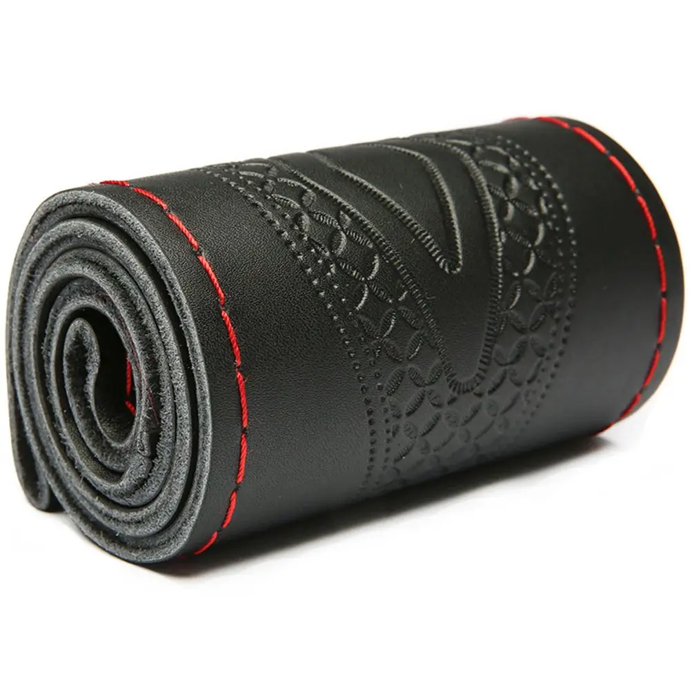 Anti slip Steering-Wheel Braid With Needles Thread Car Steering Wheel Cover Genuine Leather Auto Steering Wheel Cowhide Braid