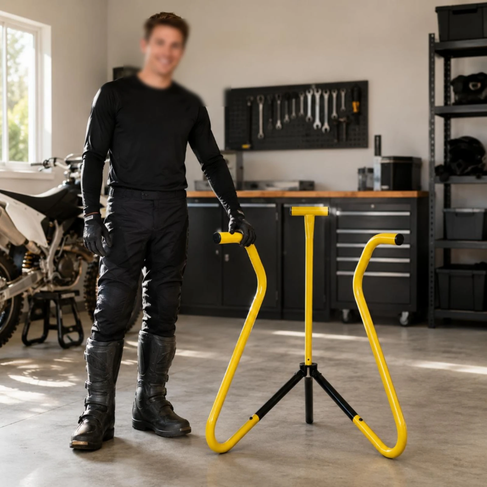 Motorcycle Boot Wash Stand Portable Motorcycle Boot Cleaning Stand Vehicle Accessory Easy to Assemble Air Circulation for Garage
