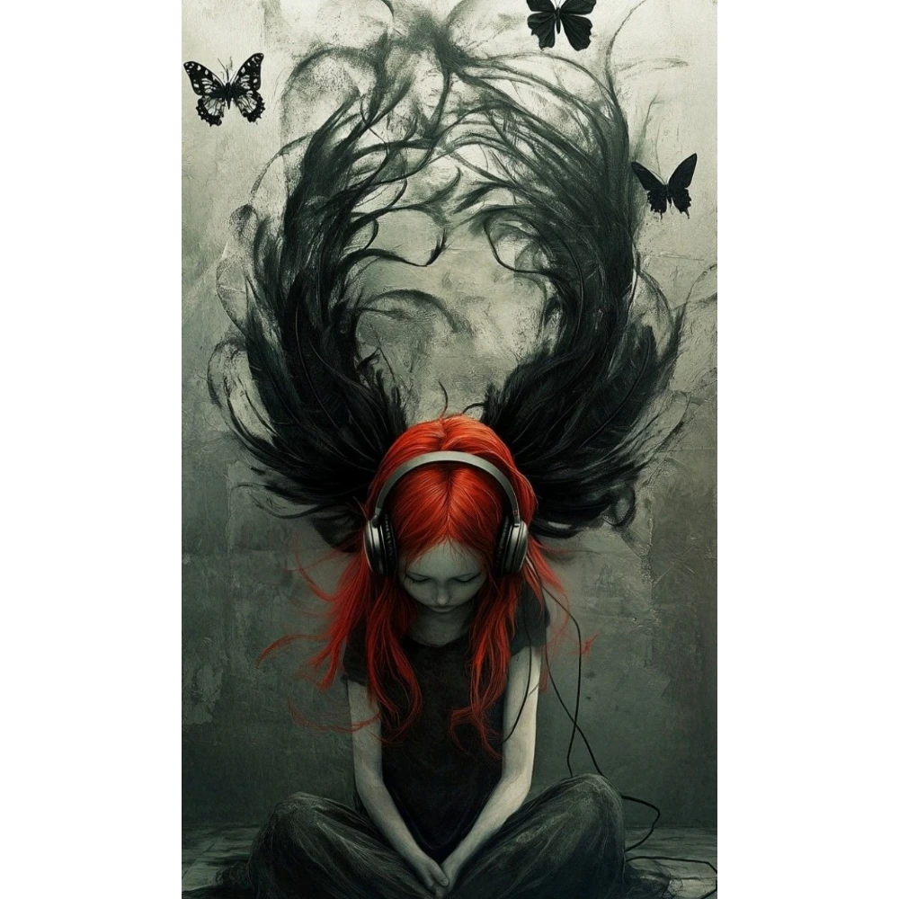 

500/1000/1200/2000 PCS Jigsaw Puzzles Darkened Red-haired Girl Portrait Family Activity Games for Gameroom Bedroom Home Decor