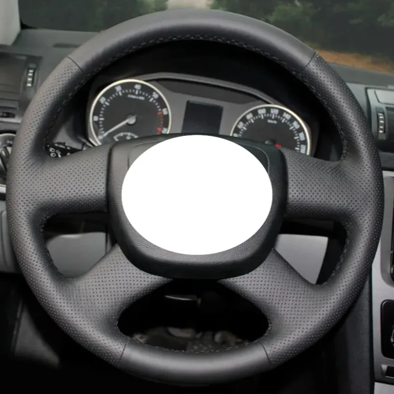 Custom DIY Leather 2009-2013 Citigo 2011-2012 Roomster Fabia Car Interior Accessories Car Steering Wheel Cover For Skoda Octavia