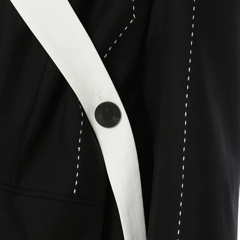 KWTX Women's Casual Colorblock Blazer Vintage Patchwork V-Neck Asymmetric Elegant Autumn Winter Coat New 2025 Chic Design High