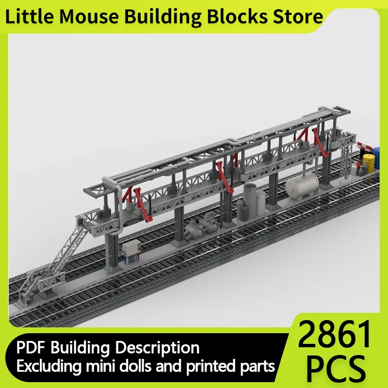 City Street View Model MOC Building Bricks Railcar Refueling Rack Modular Technology Gifts Holiday Assemble Children Toys Suit