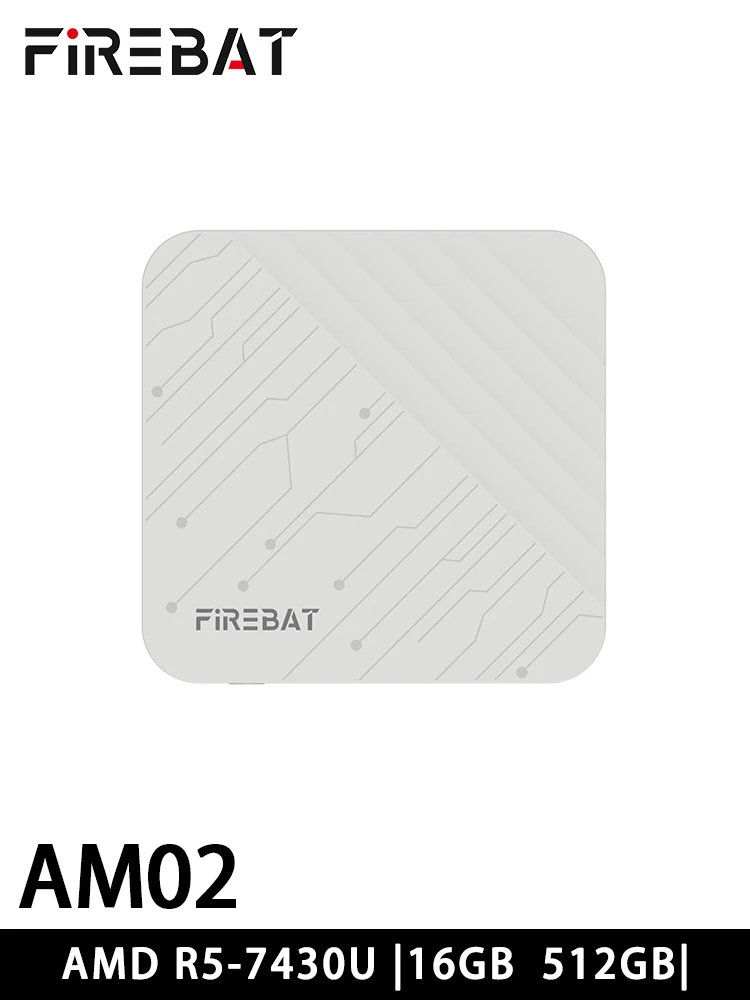 Firebat AM02 كمبيوتر صغير AMD R5-7430U 6C/12T 16GB DDR5 512GB SSD ألعاب كمبيوتر مكتبي صغير نافذة 11 Pro WiFi 6/BT5.2 Type-C