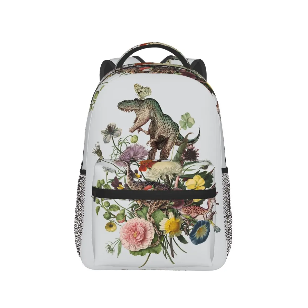 

Cottagecore DINO-MITE Dinosaur Botanical Bouquet Backpack Hot Sale Daypack Large Capacity Kids BookBag School Bag Shoulder Bags