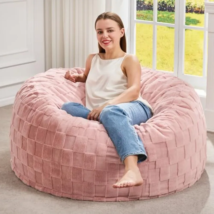 

Bean Bag Chairs Beanbag Chair with Filler Adult Bean Bags with Fluffy Plaid Cover Giant Bean Bag Chairs for Adults for Living R