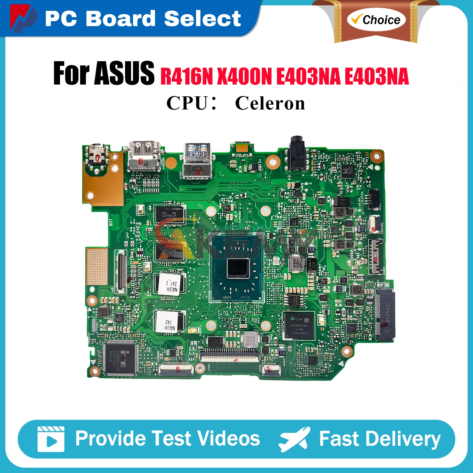

E403NA Laptop Motherboard For ASUS EeeBook E403N X400N E403NA R416N Notebook Mainboard With Celeron CPU 100% tests OK fast ship