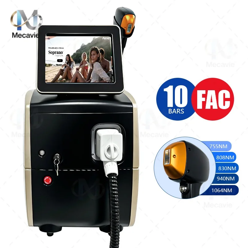 808nm Diode Laser ontharingsapparaat 755-1064nm, ijskoeling, pijnloos, langdurig ontharing, voor salon, spa en beautygebruik
