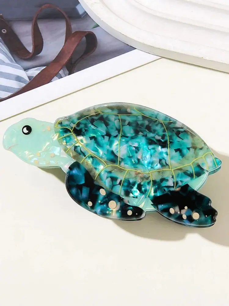 1Pc Boho Sea Turtle Hair Claw, Acetate Hair Accessory for Beach Vacation, Perfect for Summer Hairstyle
