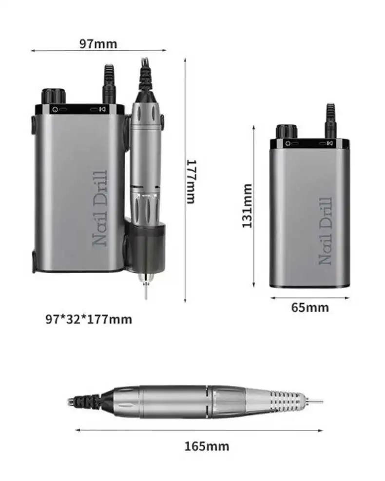 ポータブル電気ネイルグラインダー,USB充電器付きマニキュアマシン,高速モーター,研磨,35000rpm