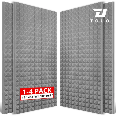 TOUO 47.2"x23.6" Pyramid Soundproof Wall Panels Acoustic Foam 1-4Pack for Studio Living Room Office Noise Use
