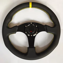 13inch Auto Steering Wheel 330mm Suede Leather Racing Flat Steering Wheel Car Accessorie Universal