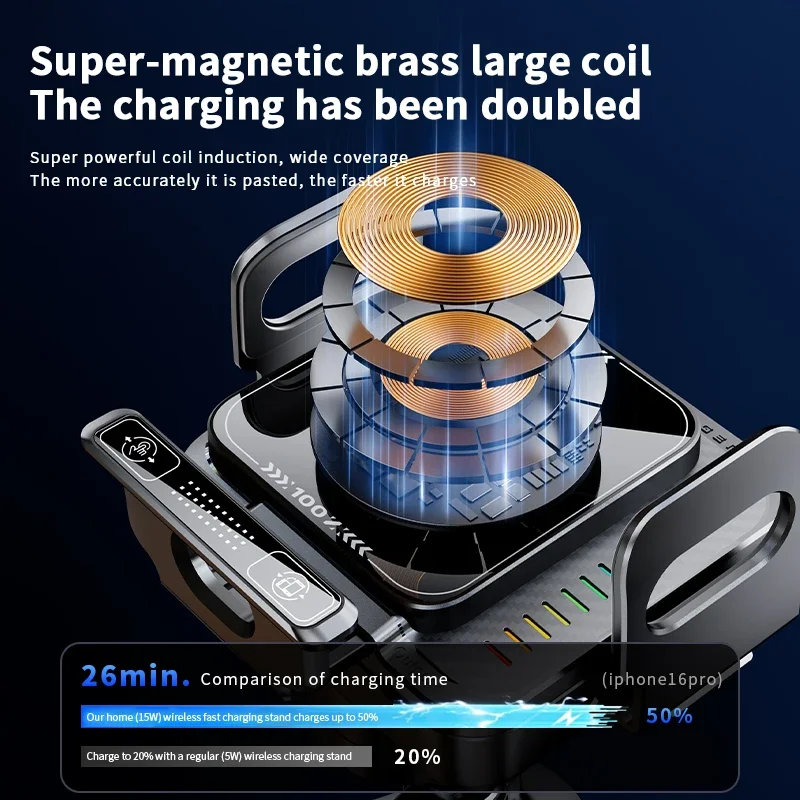 Car Wireless Charger Air Vent Phone Holder Touchable Telescopic Rotation for iPhone 18~12 Samsung Z Fold 8/Z Flip 8 7 6 5 Ultra