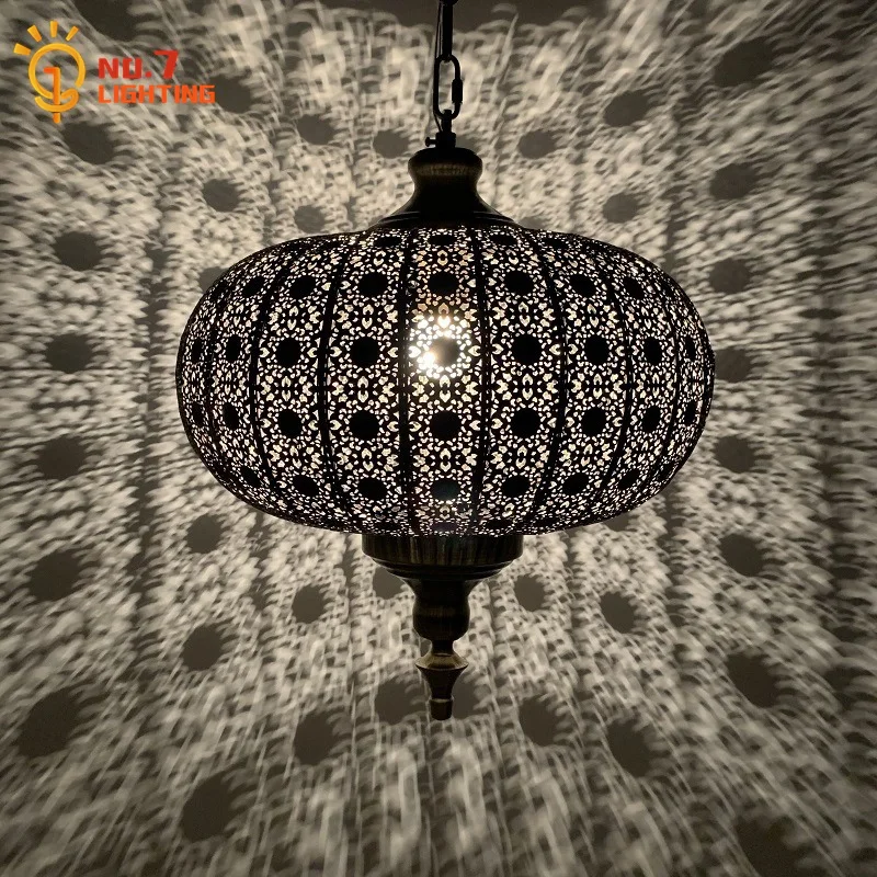 Moroccan Lamp Retro Vintage Hollowed Out Pendant Lights Exotic Southeast Asian Hanging Lamp Loft Cafe Hotel Bedroom Restaurant