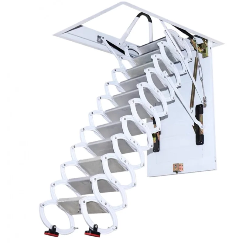 custom.Stretch Simple Ladder New Telescopic Folding Metal Stairs Carbon Steel Indoor CN;HEN Attic Produ