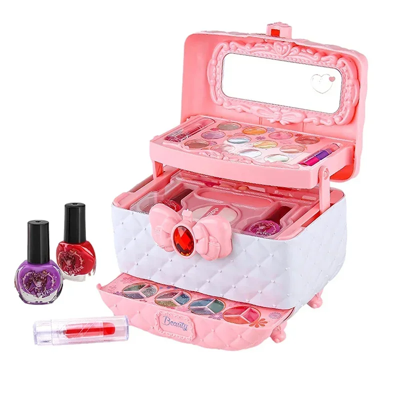 Children Girl Princess Makeup Cosmetics Game Box Makeup Toy Set Lipstick Eyeshadow Safe Children Non Toxic Toys Birthday Present