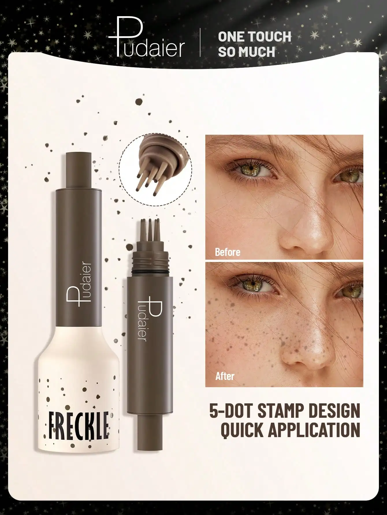 Pudaier Natural Freckles Stamp Pen - Waterproof And Sweatproof, Light Coverage, Pseudo-Plain Makeup, Natural Nude Makeup.
