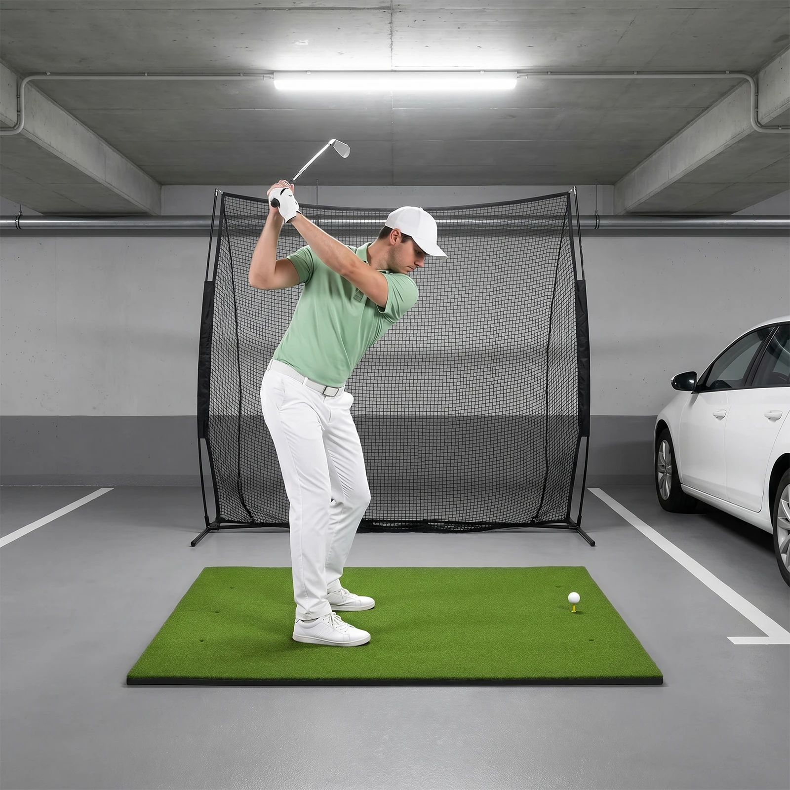 

5x4ft Extra Thick 26mm Dual Turf Golf Hitting Mat for Indoor Outdoor Practice High Density Artificial Turf Training Aid with Balls Tees Heavy Duty EVA Foam Backing for Garage Backyard Chipping Driving Range Simulator