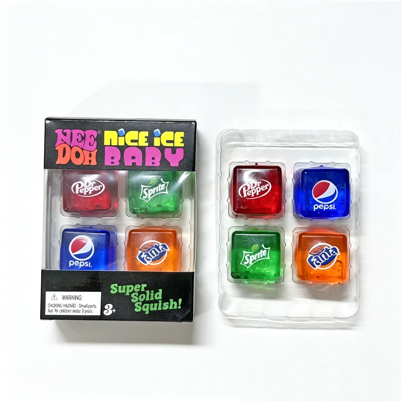 Schylling Needoh Nice Ice Baby 4 Pack Teenie Cube Fidget Sensory Toy Nice Cube Squish Toy Slow‑Rebound Anxiety Relief Deskt Gift