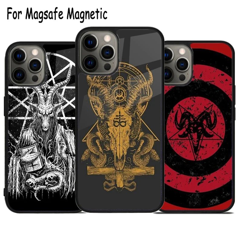 

Demonic Skulls Беспроводная зарядка Magsafe чехол для телефона iPhone 15 16 14 13 11 12 Pro Max Plus Магнитный чехол-бампер