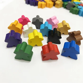 20PCS 나무 Meeples 14 색 16mm 추가 보드 게임 폰 조각 교체 탁상용 게임 구성 요소 및 업그레이드 액세서리