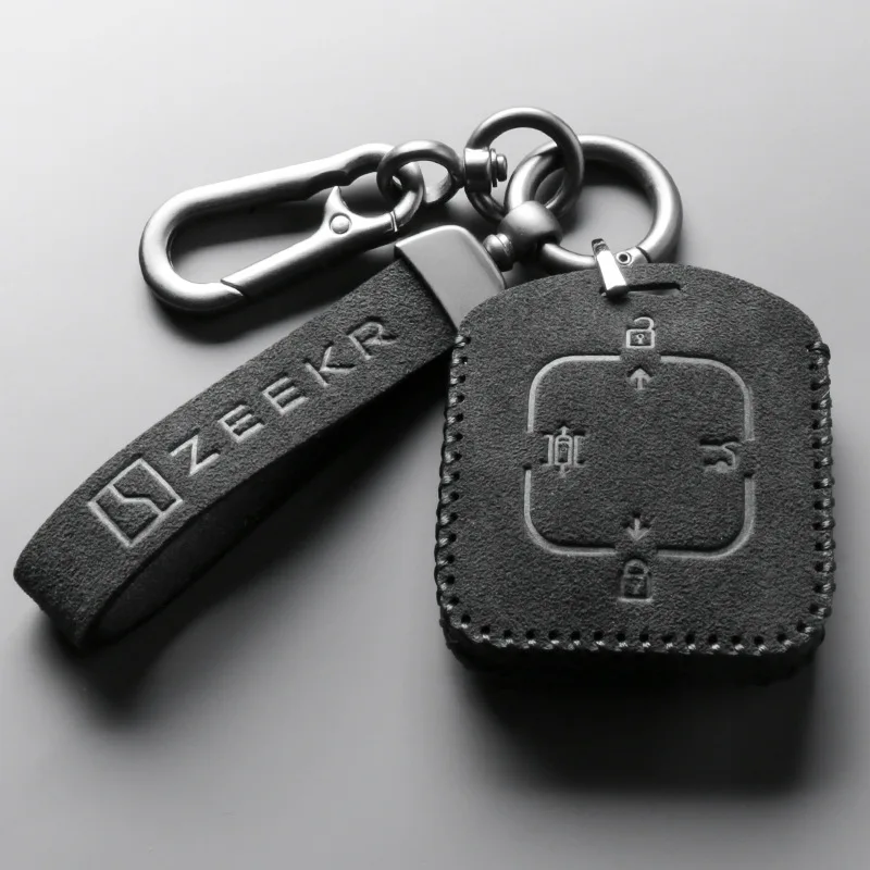 For Zeekr 001 009 X Alcantara Suede Key Cover Keychain Key Case for Car Accessories