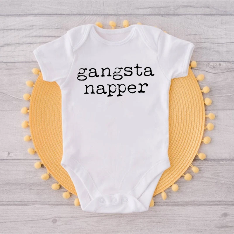 

Gangsta Napper Funny Print Baby Onesie Soft Cotton Boy Girl Newborn Photography Bodysuit Infant Rompers
